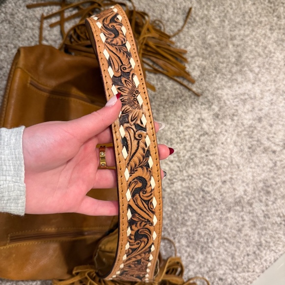 American Darling Brown Leather Fringe Shoulder Bag - Picture 3 of 5